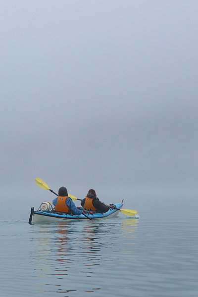 Kayaking in the fog Glacier Bay National Park Alaska