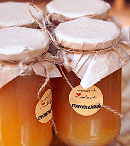 Jars of homemade marmalade