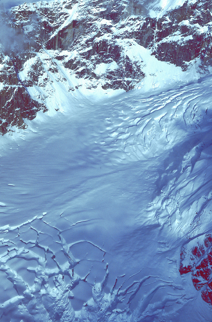 glaciar ice field in alaska from air plane