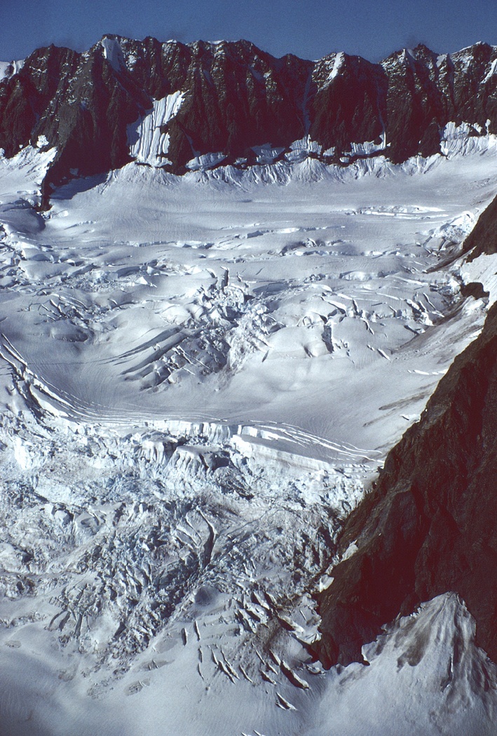 Mountain and ice from air plane in alaska 