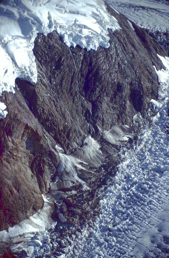 Glacier and mountain from plane in alaska 