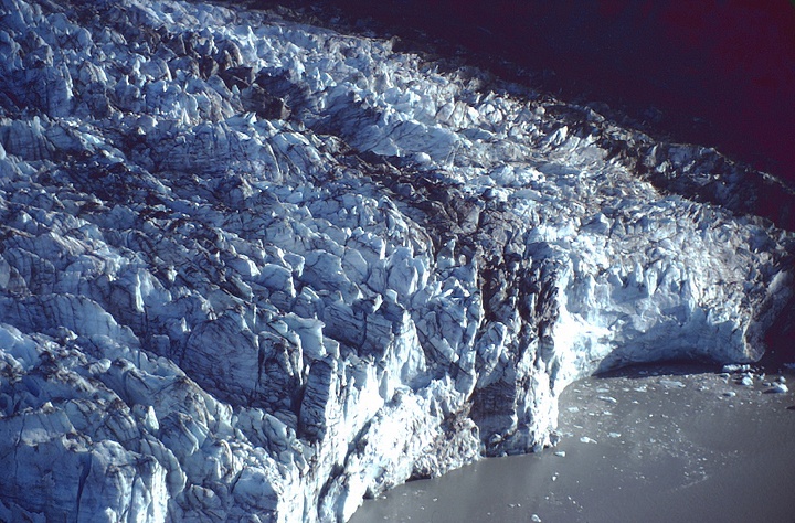 Tidwewater glacier in alaska from air plane 