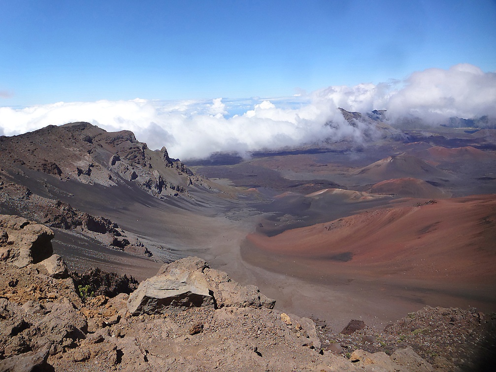 view left at top of haleakala crater mauui hawaii