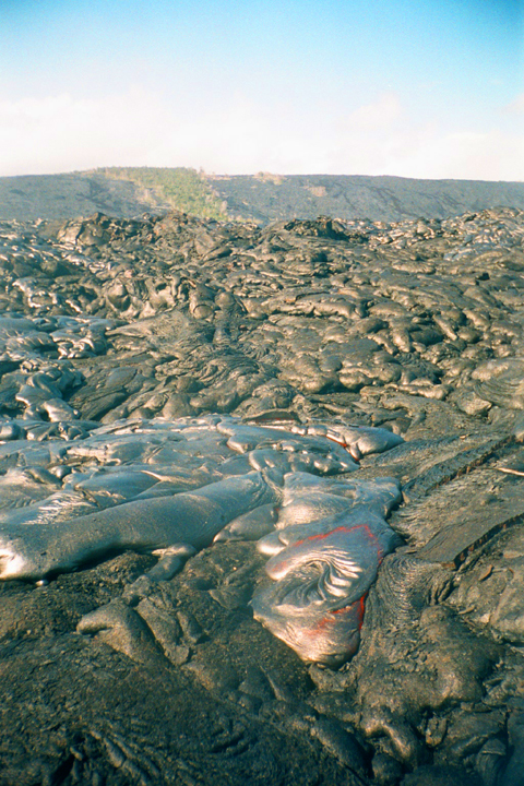 black lava flowing with hot red lava