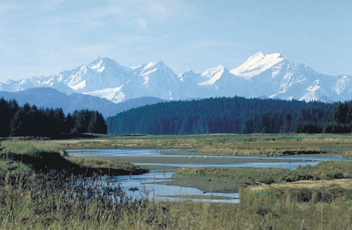 Alaska landscape, mountains and stream