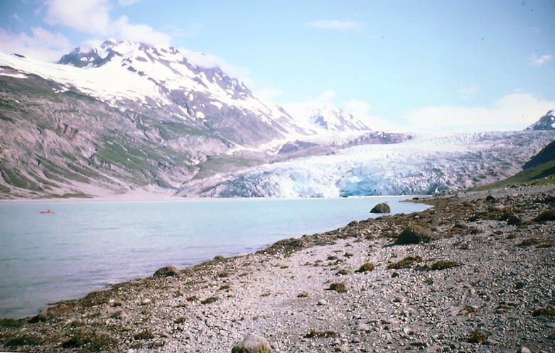 Kayak in water near Reid Glacier alaska