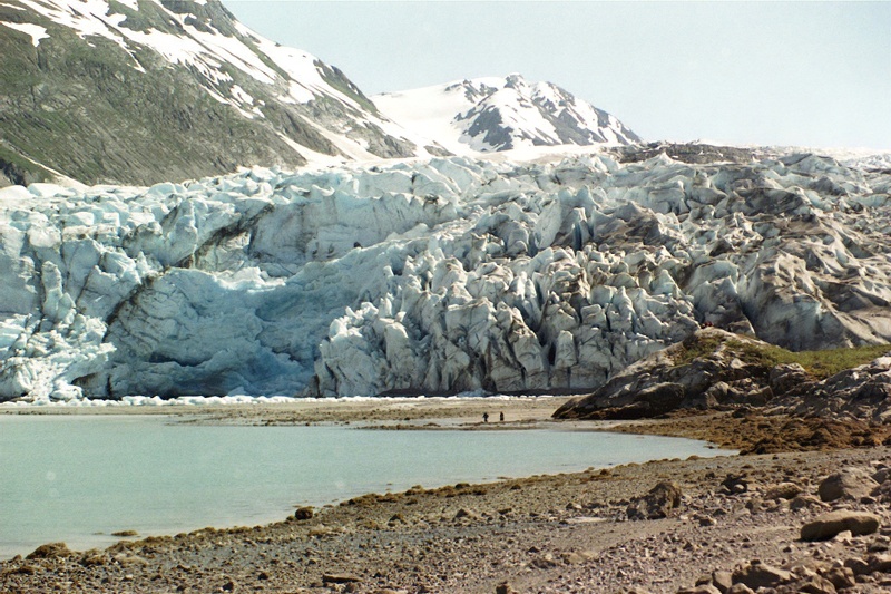 walking by Reid Glacier alaska